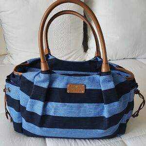 Kate Spade Blue and Black Striped Baby Bag